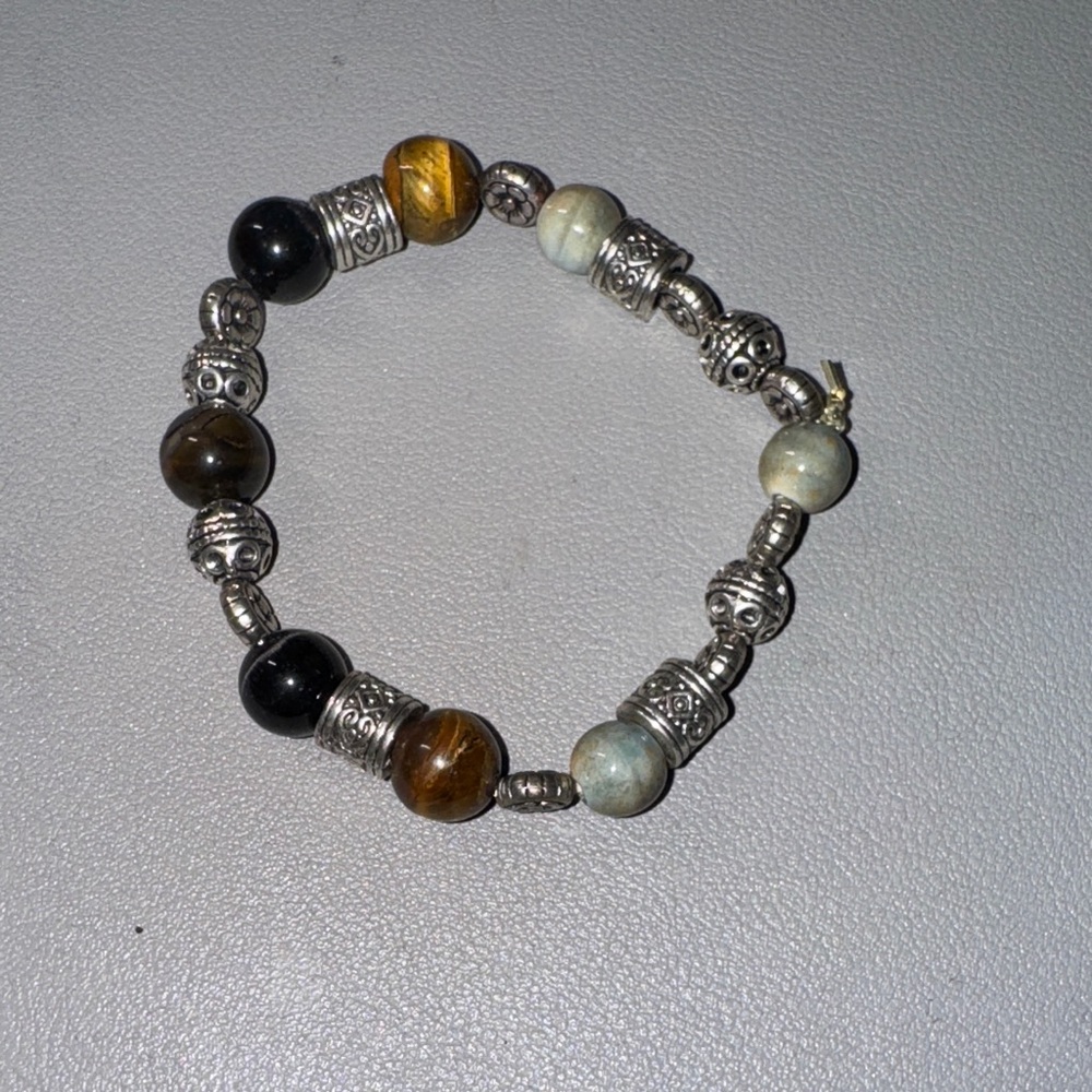 Silver and Black Beaded Bracelet